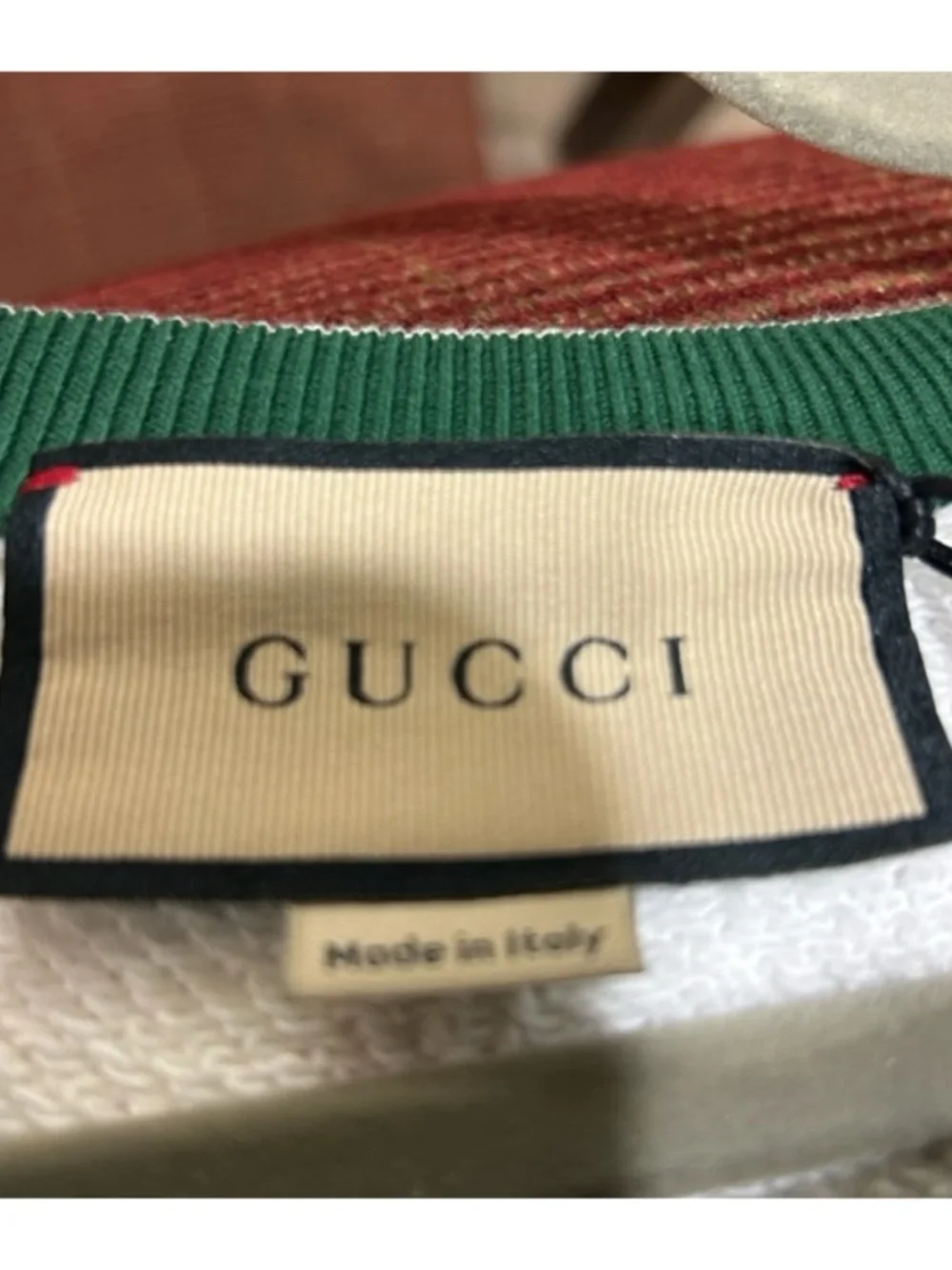 Gucci white cotton jersey sweatshirt green 1921 interlocking G size medium